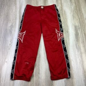 VINTAGE Tapout Pants Mens Large Red Athletic Embroidered Sweatpants MMA UFC Y2K